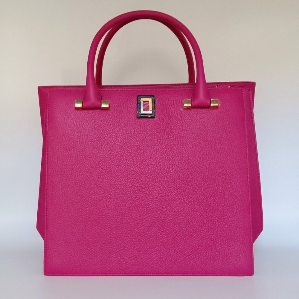 Origami Tote Fuchsia Leather Handbag Luana Italy NWT